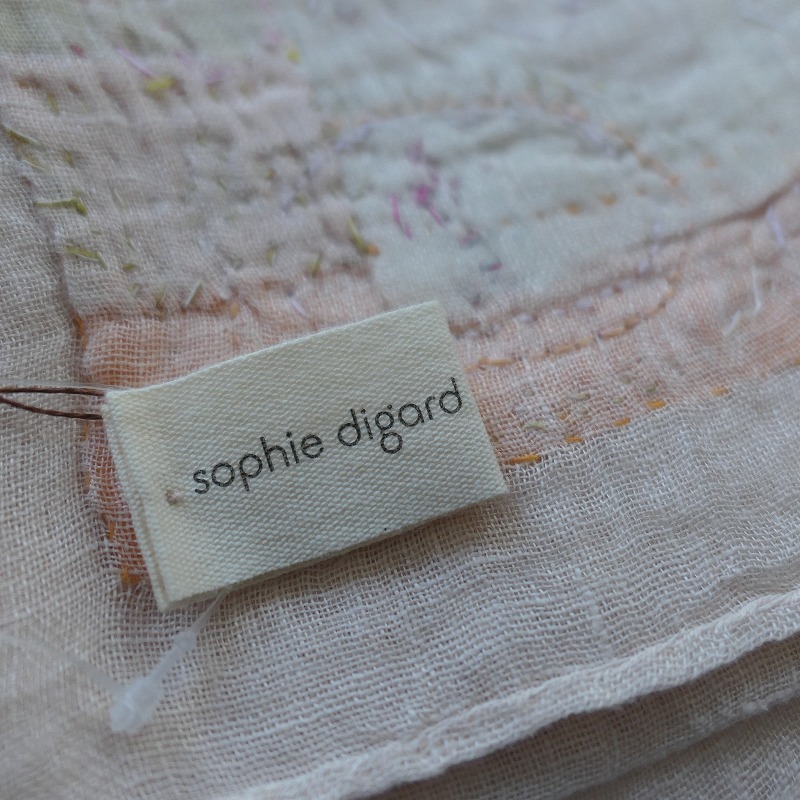 ソフィーディガール Sophie Digard SCARF LINEN DANS JUS SON 花瓶刺繍