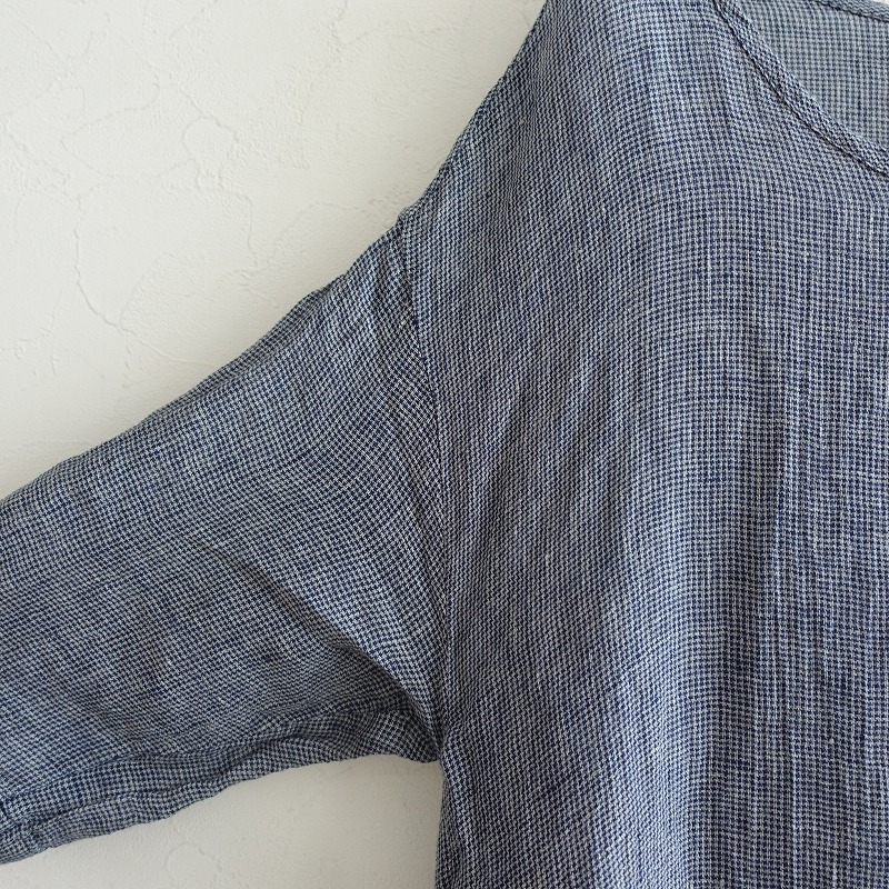 ネストローブ Nest Robe チェックリネンガーゼボートネックワンピース 中古 12i12 高価買取中 Kuechen Ly
