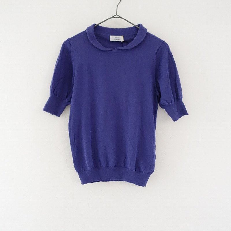 アトリエナルセ atelier naruse コットン バイカラースリーブ ニット セーター 長袖 モスグレイ F 日本製 nakt-21 レディース cotton wool border knit - atelier naruse｜Online store｜the an