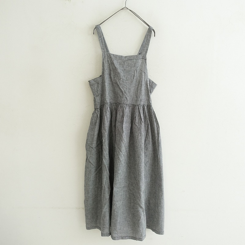 【美品/2024/SS/定価3.4万】ネストローブ nest Robe Upcycle Lino リネンコットンギンガムチェックエプロンドレス F 【中古】【90I42】