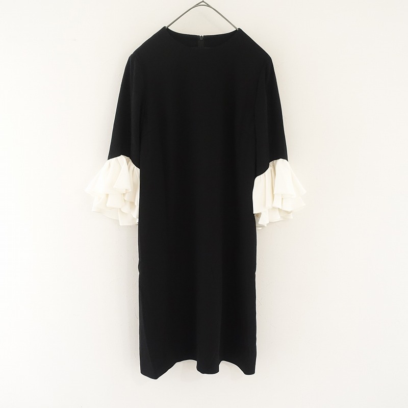 【美品/定価4.9万】ルルウィルビー Loulou Willoughby バイカラーフリルスリーブワンピース 1 【中古】【82I42】｜ブランド古着買取drop