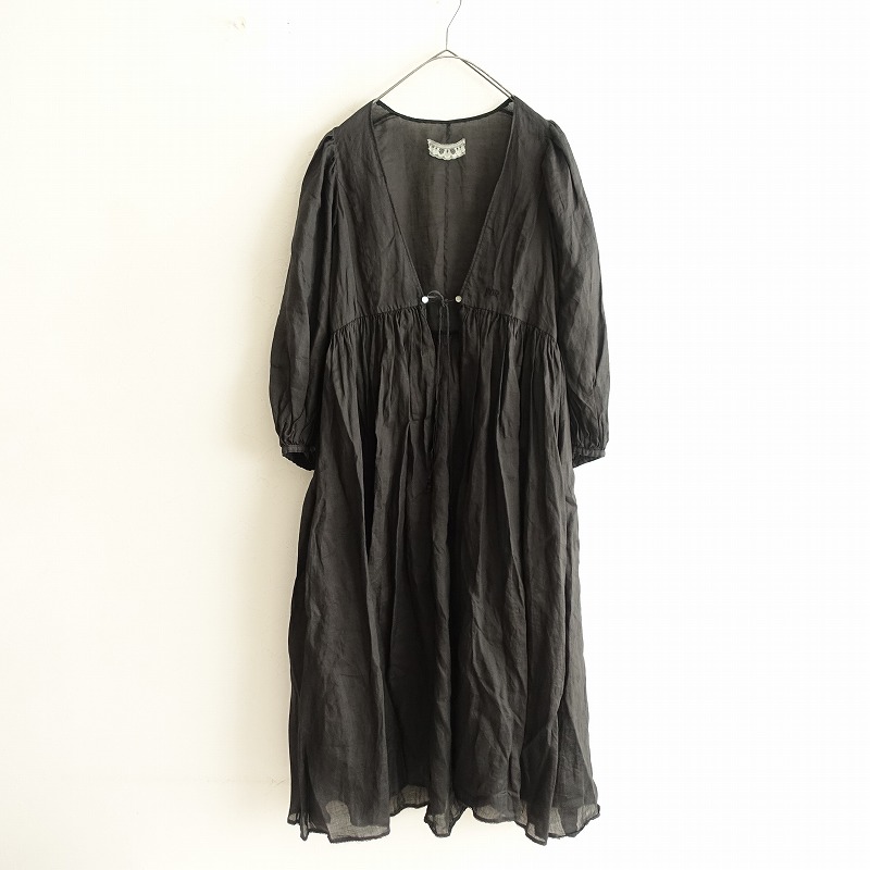 【染/定価5.3万】フォーフラワーオブロマンス FOR FLOWERS OF ROMANCE gather gown DRESS 羽織ワンピース 38 【中古】【70K42】｜ブランド古着買取drop