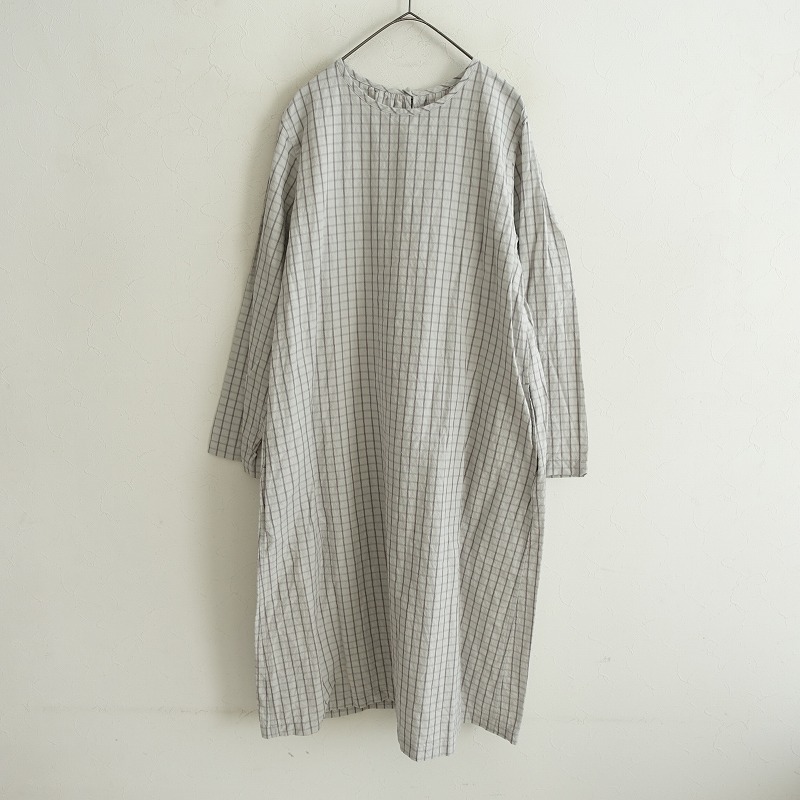 【美品/定価5万】2024SS/ヴラスブラム Vlas Blomme コットンリネンヴィンテージチェックワンピース F F 【中古】【92A52】｜ブランド古着買取drop