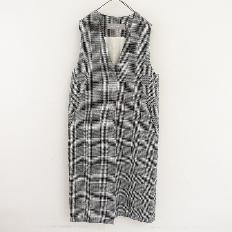 【2022AW/定価7.9万】プレインピープル PLAIN PEOPLE グレンチェックジレ 2 【中古】【51B52】|ブランド古着買取drop
