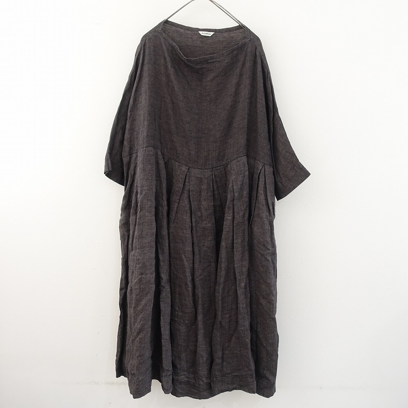 jujudhau ズーズーダウ　リネンワンピース ネパール製 X4308 jujudhau (ズーズーダウ) BOX DRESS / ボックスドレス