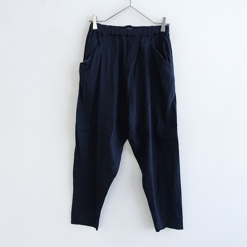 pas de calais 麻レーヨンストレッチパンツ　ネイビー　サイズ36 リネンレーヨンストレッチ テーパードパンツ | pas de calais