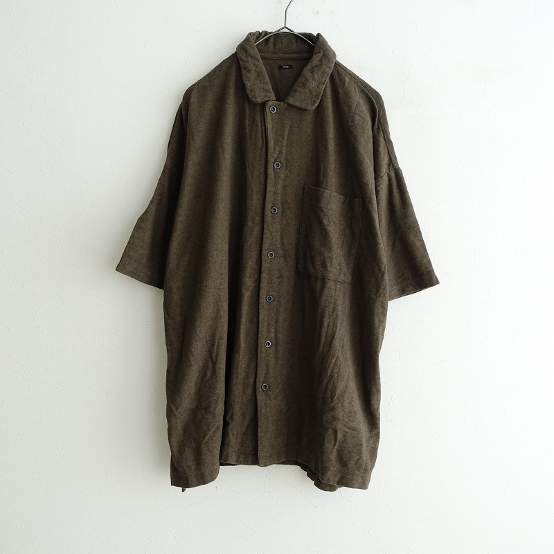 トモシキ TOMOSHIKI *リネンVネック半袖シャツ*ブラウス黒ブラックプルオーバーショートスリーブ(33-2506-391)【71G52】 トモシキ TOMOSHIKI *リネンVネック半袖シャツ*ブラウス黒