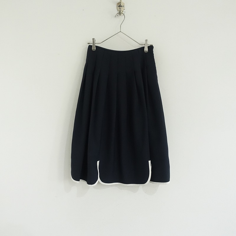 【定価5.1万】ミナペルホネン mina perhonen rain friends スカラッププリーツスカート 36 【中古】【92E52】