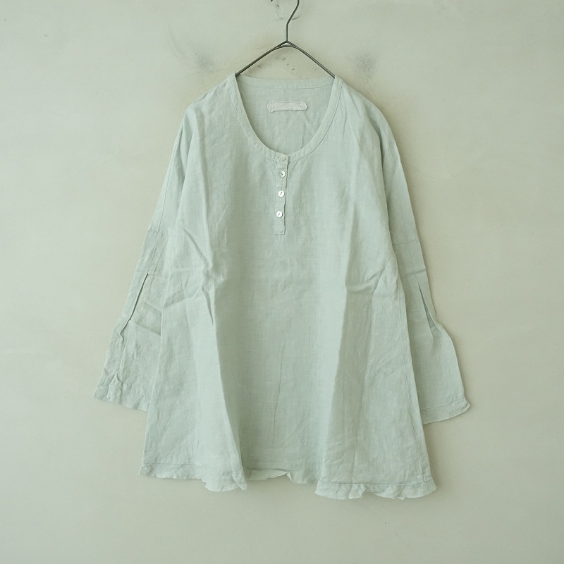 【美品】リゼッタ Lisette リネンフリル半袖ブラウス バックボタン 麻 リゼッタ LISETTE シャツ ブラウス 半袖 リネン フリル [a962719