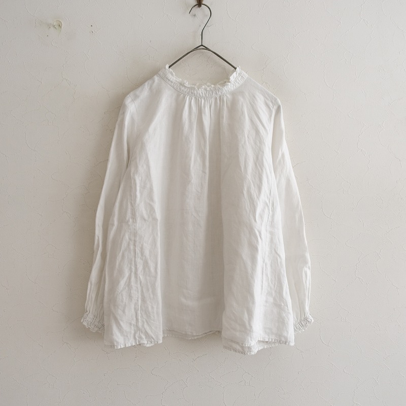 極美品 nest robe リネンスキッパーブラウス F 白 ネストローブ nest Robe リネン フレンチスリーブ ワイド