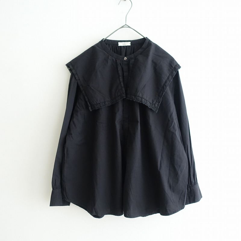 HAU クラスカ スクエアカラーブラウス collier 襟付きブラウス　黒 HAU クラスカ スクエアカラーブラウス collier 襟付きブラウス 黒 HAU