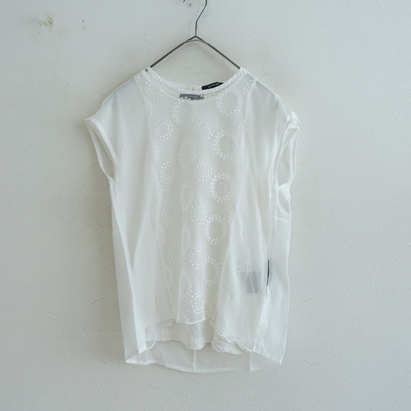 【2024/定価2.7万】パドカレ pas de calais 刺しゅうスリーブレスシアーブラウス 34 【中古】【62H52】 10,631円