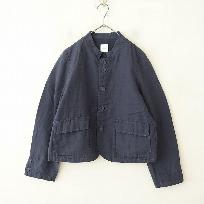 SALUE サルエ ヘリンボーン リネン ノーカラー ジャケット 1 SALUE サルエ ヘリンボーン リネン ノーカラー ジャケット 1