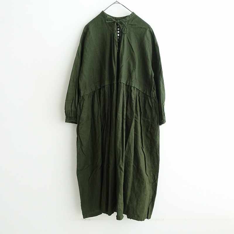 ネストローブ　Ｖネックワンピース。 4/1 リリース 】BLACK LINEN BACK V-NECK ONE-PIECE | ONLINE