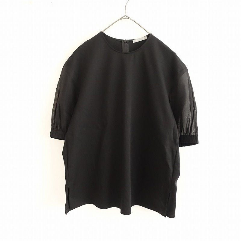 【定価2.8万】セオリー theory luxe Basalt 2 Josia TOP シースルースリーブ切替カットソー 38 【中古】【71I52】