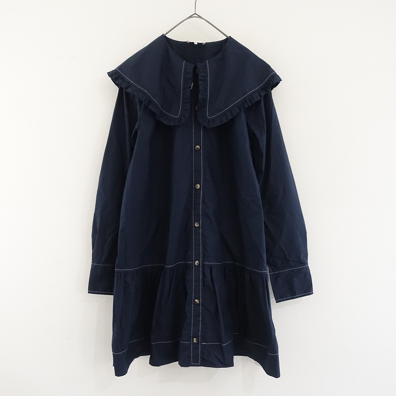 【定価3.9万】ガニー GANNI コットンポプリンビッグカラーミニシャツドレス - 【中古】【03I52】|ブランド古着買取drop