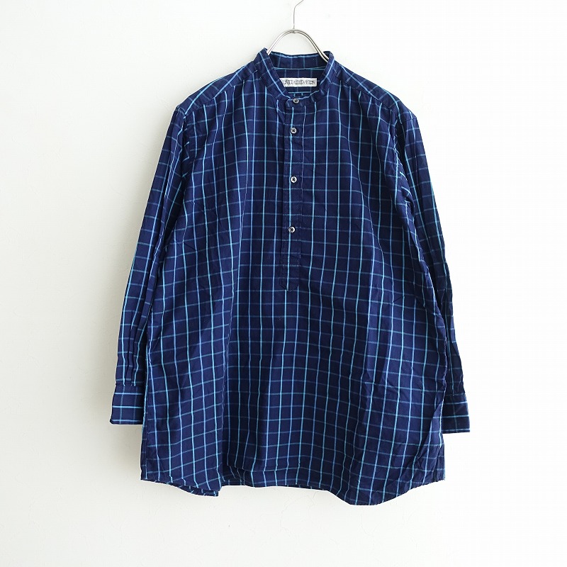 【メンズ】インディビジュアライズドシャツ INDIVIDUALIZED SHIRTS バンドカラー格子チェックシャツ - 【中古】【31J52】|ブランド古着買取drop