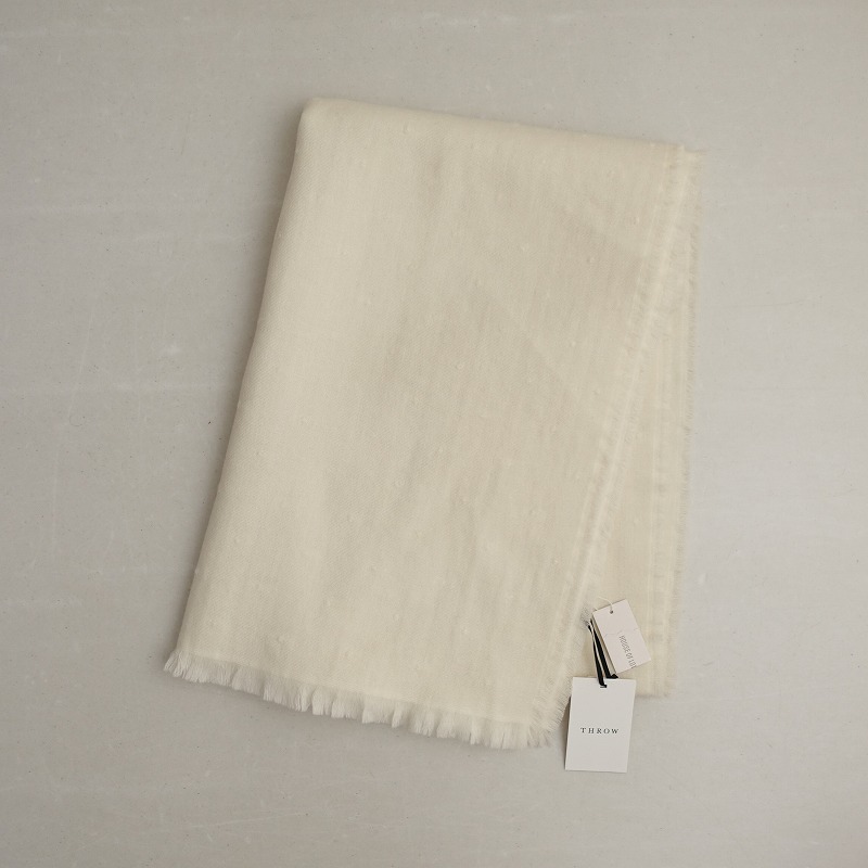 【未使用/定価3.6万】スロー THROW ELENA Boucle Dot ウールカシミヤストール 【中古】【91J52】
