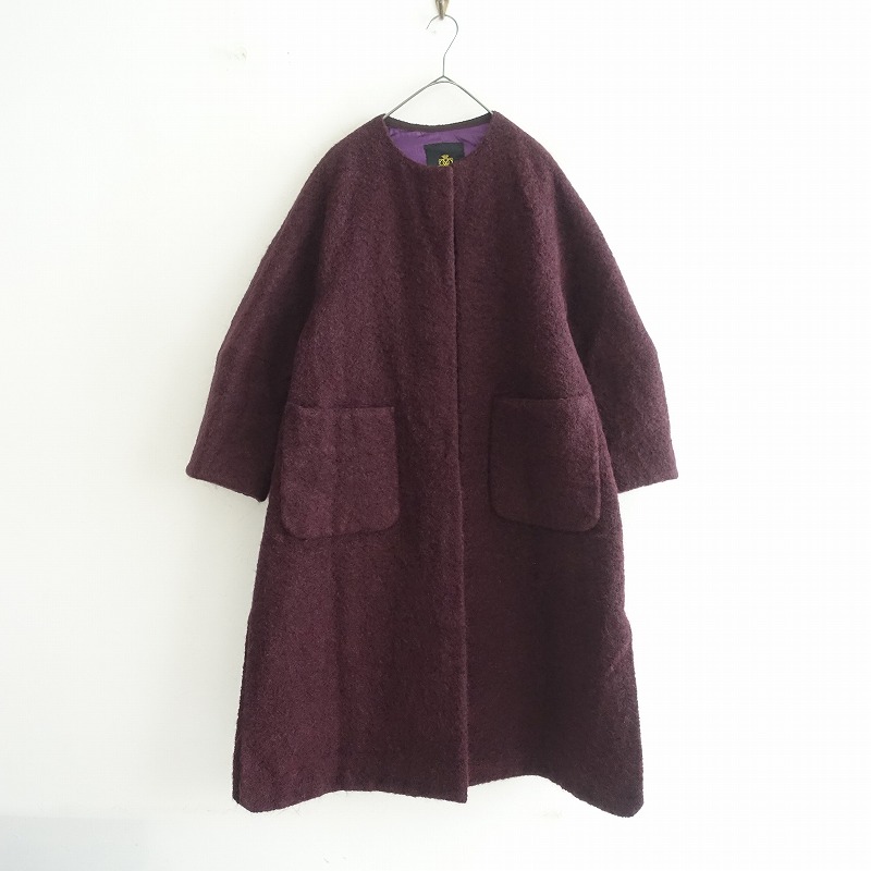 drawer ドゥロワー ウール　ケヌキ　カシミヤ 混　ノーカラー コート Drawer（ドゥロワー）の「Drawer ウールカシミヤケヌキノーカラー