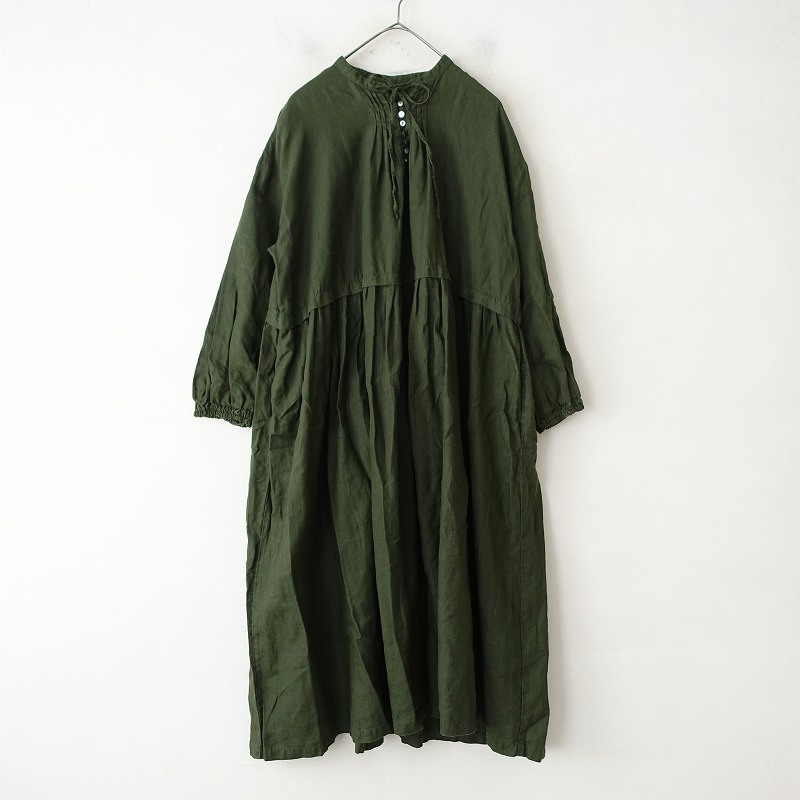 【定価2.6万】ネストローブ nest Robe Linen tucked neck dress リネンタックネックドレス F 【中古】【90K52】｜ブランド古着買取drop
