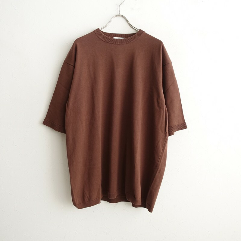 【メンズ/通貨価値3.3万】エイ英トン ATON NATURAL DYE HALF SLEEVE SWEATER 半袖プルオーバー  6 【中古】【20L52】