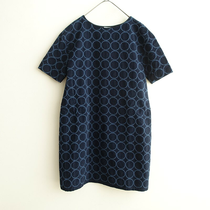 【大きいサイズ】ミナペルホネンランドリー mina perhonen laundry tambourine刺しゅうドレス 40 【中古】【81L52】