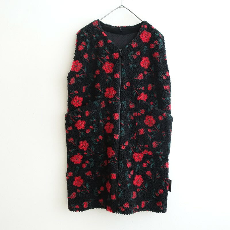 【美品/定価2.6万】ファーフィールドオリジナル FARFIELD ORIGINAL Black Flower ボアロングベスト 1 【中古】【51A62】 12,225円