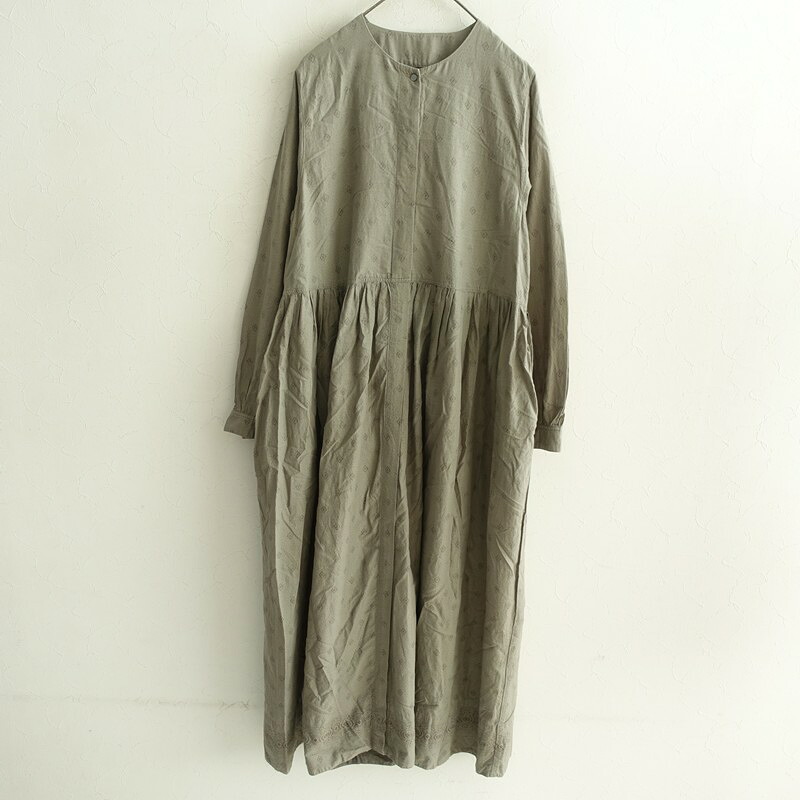 ネストローブ nest Robe コットンシルクプリントギャザーシャツワンピース F 【中古】【22A62】