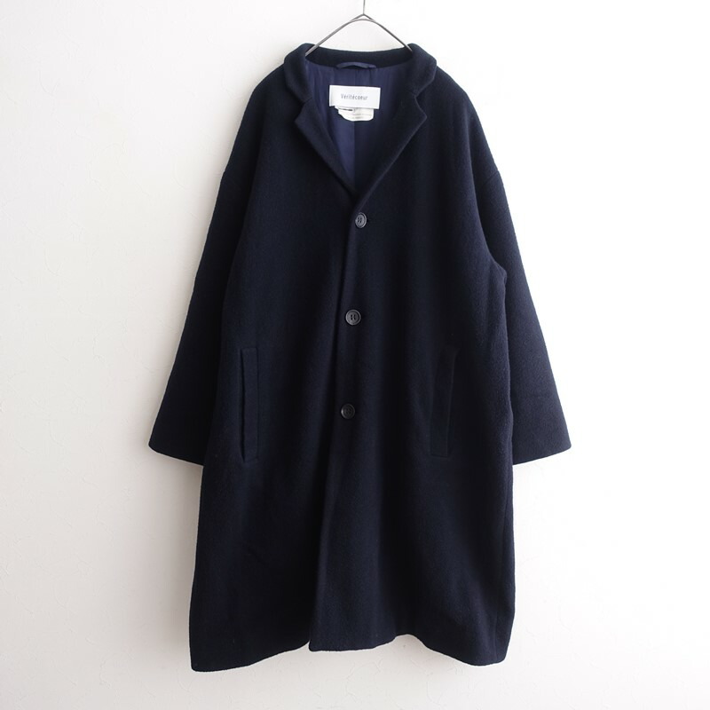 【定価4.4万】ヴェリテクール Veritecoeur Wool single long coat ウールシングルロングコート F 【中古】【20B62】