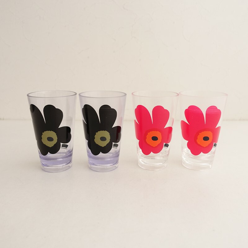 【廃盤/北欧】マリメッコ marimekko UNIKKO 可塑性物質タンプラー 4点仕掛ける   【中古】【50B62】