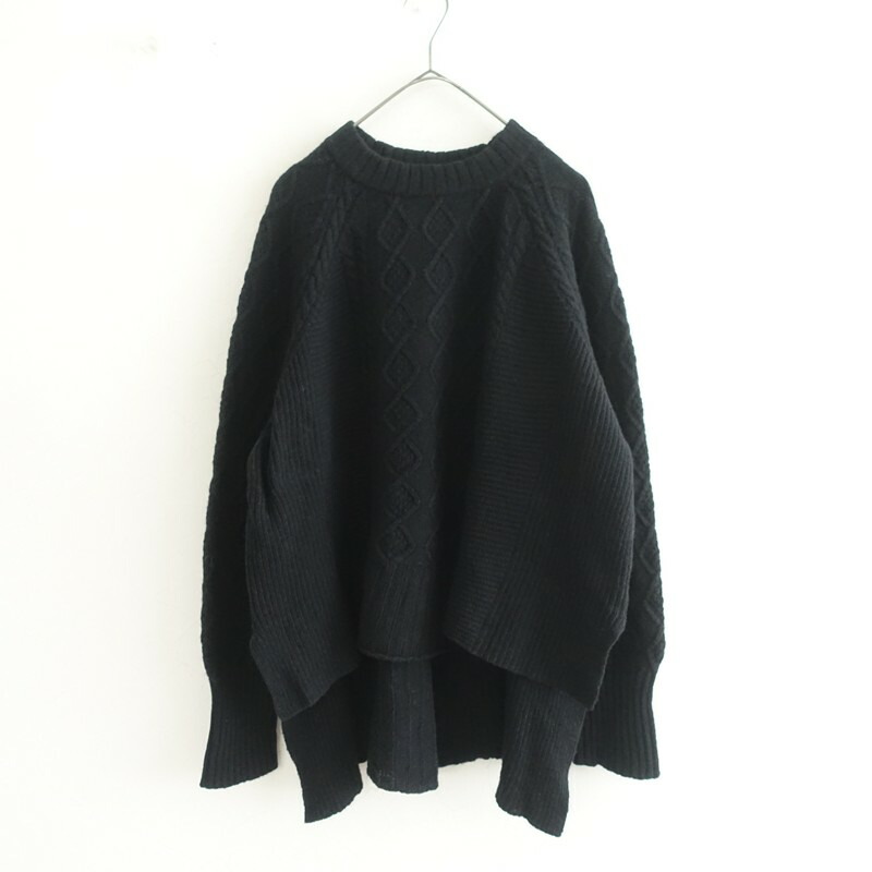 【定価2万】ツムグ tumugu ラムウールアランニットオーバーサイズセーター F 【中古】【01B62】