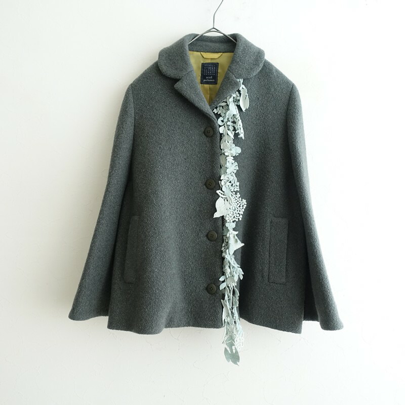 【定価11万】ミナペルホネン mina perhonen forest paradeウールツイードAラインショートコート 38 【中古】【11B62】