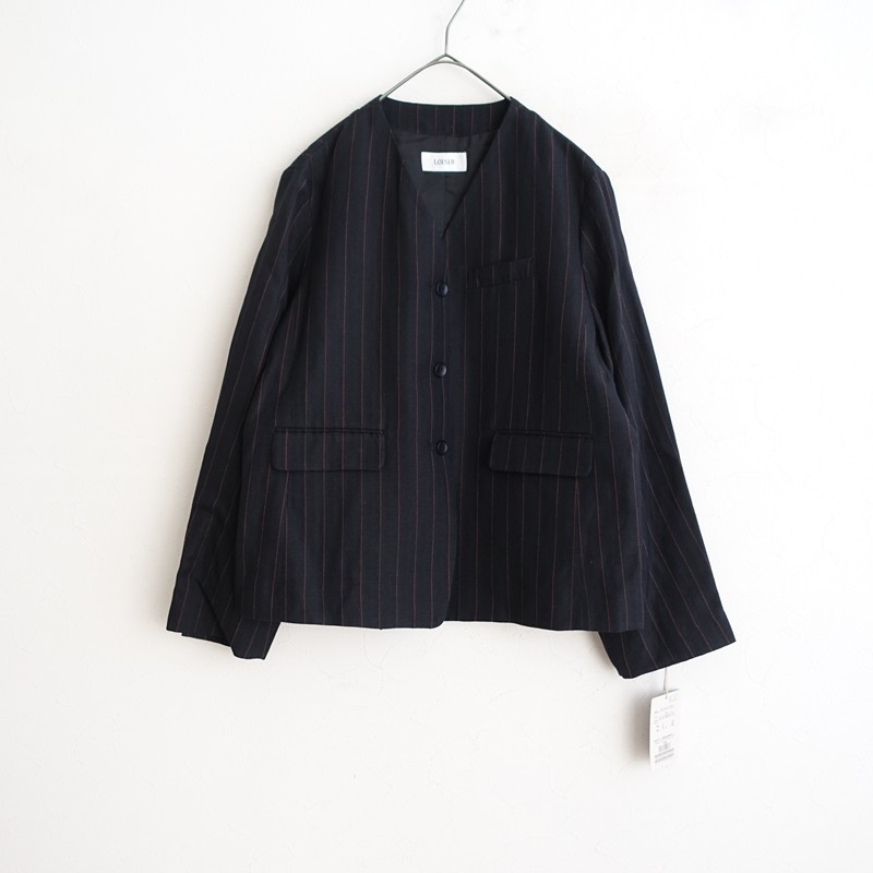 【美品/定価3.8万】アデュートリステスロワズィール ADIEU TRISTESSE LOISIR ストライプジャケット 【中古】【51B62】