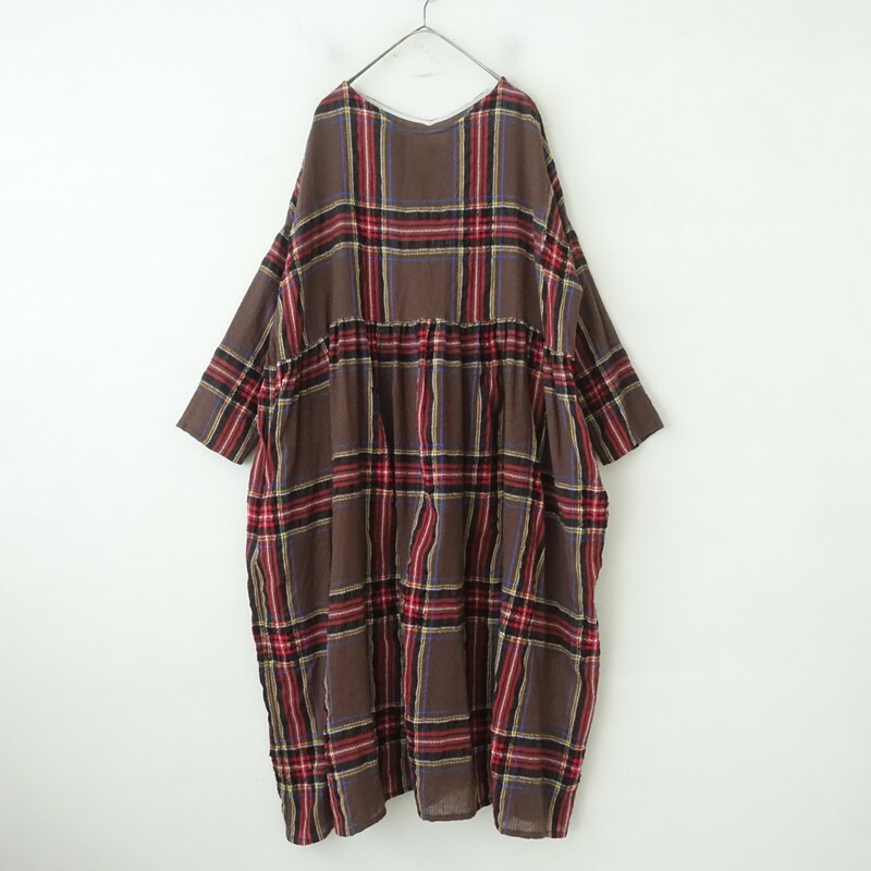 イチ アンティークス ICHI Antiquite’s ウールナイロンチェックワイドワンピース - 【中古】【22B62】