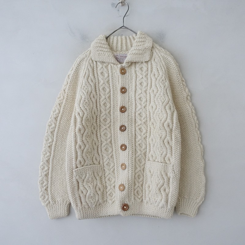 【定価7.9万】インバーアラン INVERALLAN ウールアラン編みニットカーディガン 【中古】【82B62】