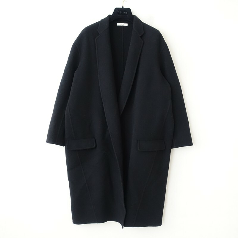 セリーヌ CELINE エッグクロンビーカシミヤコート 40 【中古】【80C62】