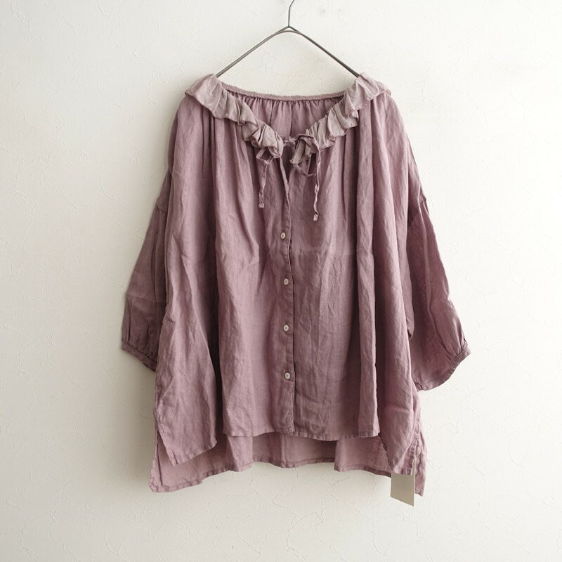 【2024/定価2.7万】ネストローブ nest Robe リネンシアーフリルブラウス F 【中古】【90C62】