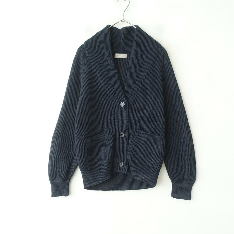 【美品/定価3.3万】マーガレットハウエル MARGARET HOWELL リネンニットショールカラーカーディガン 2 【中古】【21C62】