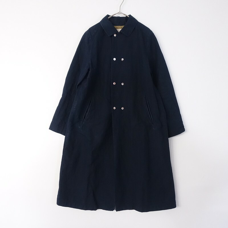 パラス九重の天 Pal’las Palace コットンリネンインディゴ染ダブルボタンコート  2 【中古】【02C62】