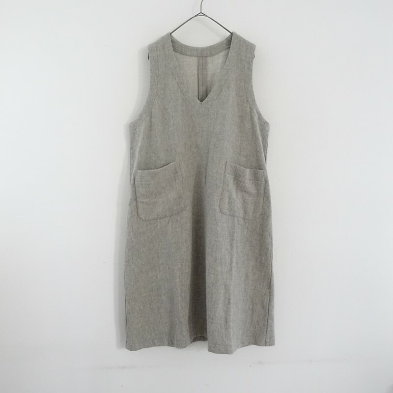【定価2.6万】ネストローブ nest Robe ウール混Vネックノースリワンピース F 【中古】【12C62】