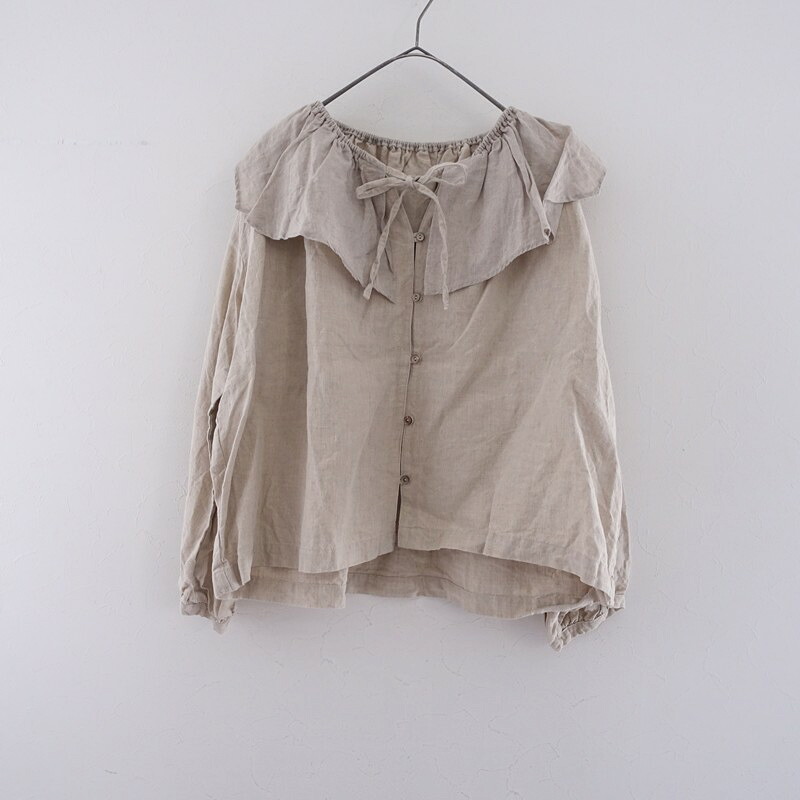 【定価2.8万】ネストローブ nest Robe ブラックリネンラッフルブラウス F 【中古】【13C62】