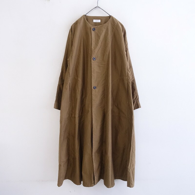 プリット prit ノーカラーコットンフレアオーバーコート 【中古】【40D62】