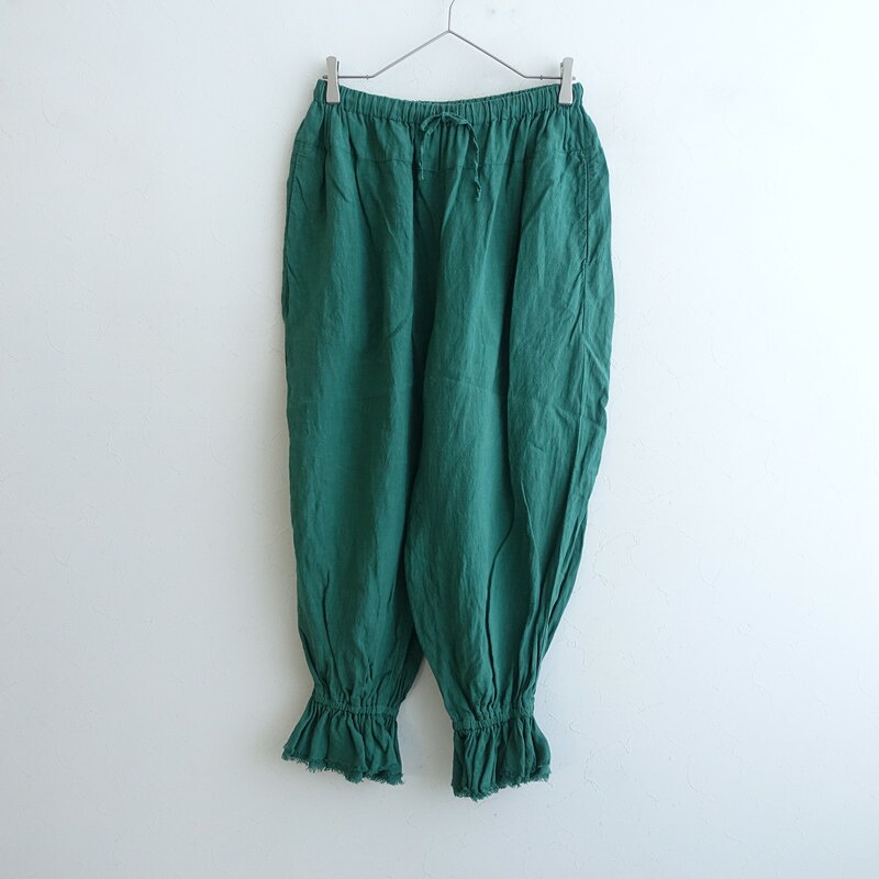 【定価2.4万】ネストローブ nest Robe リネン近江晒ラッフルヘムパンツ F 【中古】【60D62】
