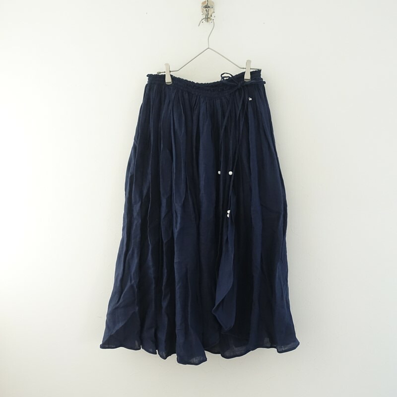 【定価7.4万】ミナペルホネン mina perhonen petalo リネンラップギャザースカート F 【中古】【60D62】