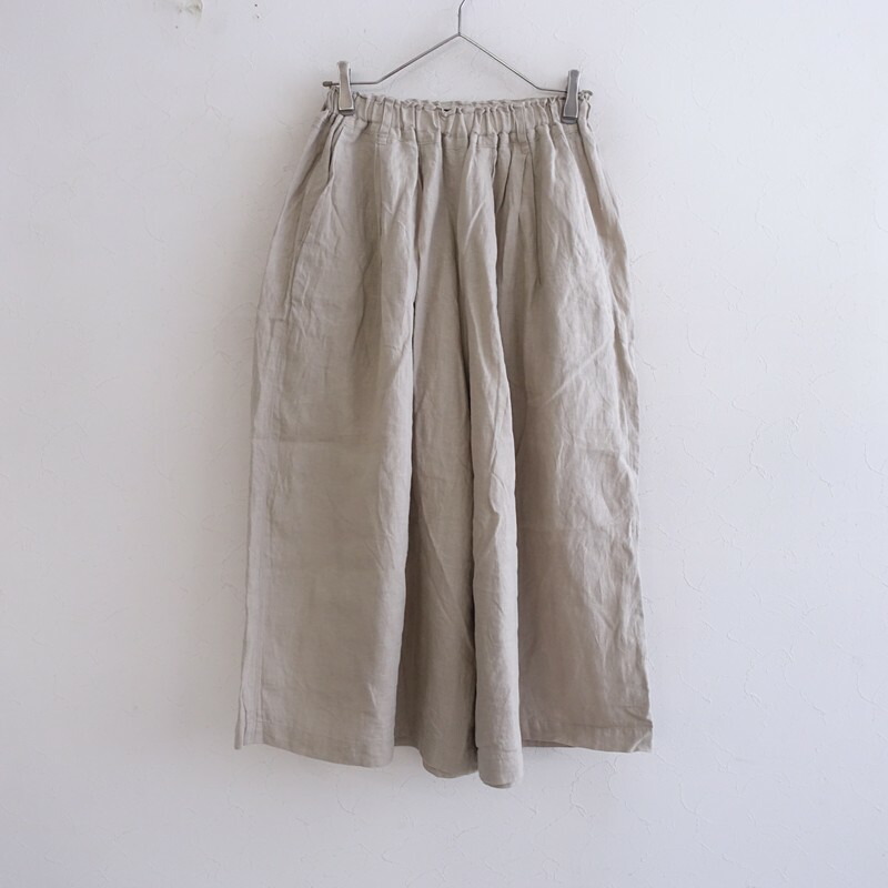 【定価2.6万】パドカレ pas de calais 40リネンタックギャザーパンツ 34 【中古】【02D62】