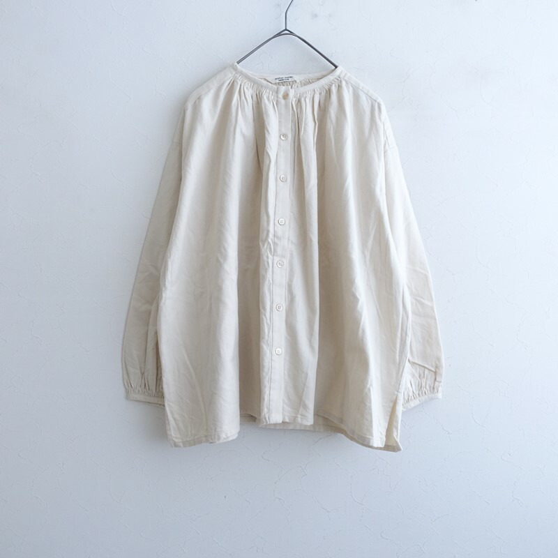 【通貨価値2.3万】アトリエナルセ atelier naruse 起毛オーガニックコットンステッチギャザーブラウス  F 【中古】【30E62】