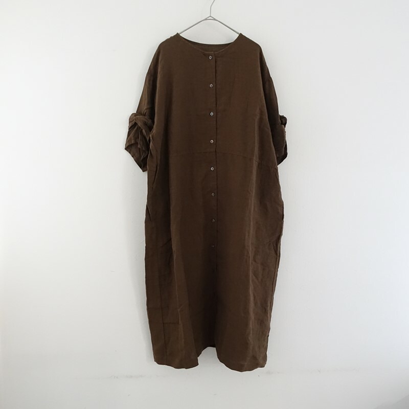 【通貨価値2.5万】ネスト衣裳 nest Robe リネンツイストスリーブ前車のドア衣裳  F 【中古】【70E62】