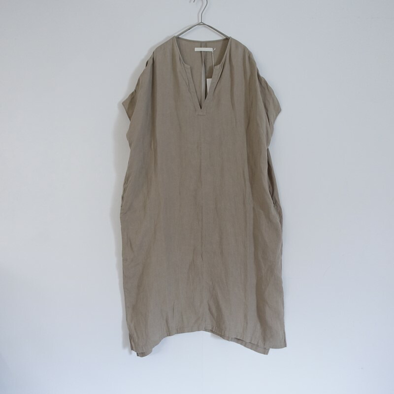 【2024/通貨価値3.1万】エヴァムエヴァ evam eva linen poncho リネンVネックチュニックワンピース  F 【中古】【21E62】