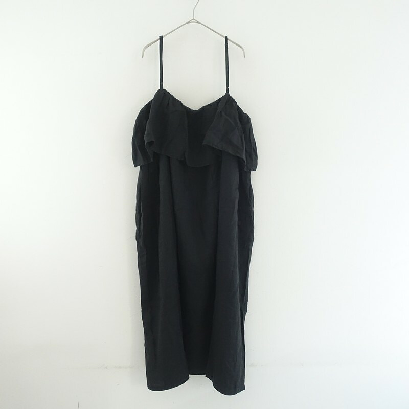 【通貨価値2.6万】ネスト衣裳 nest Robe リネンギャザーラッフルワンピース  F 【中古】【31E62】