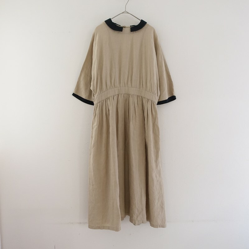 マガリ MAGALI ベルギーリネンブラウジングワンピース   【中古】【22E62】